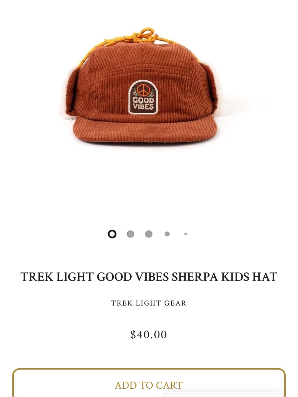 Trek Light Good Vibes Sherpa Kids Hat — Rust Brown